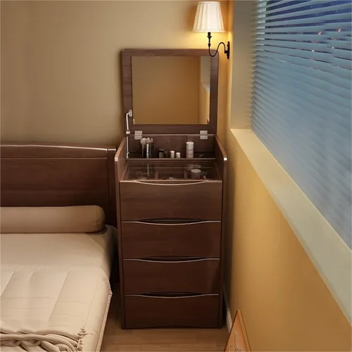 Miniatura 3 de Makeup Vanity with 3 Drawer and Storage Stool Vanity Dressing Table with Flip Top Dressing Desk Set with Mirror and Jewelry Organizer for