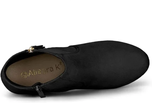 Miniatura 5 de Allegra K Botines de tacón grueso con cremallera lateral para mujer