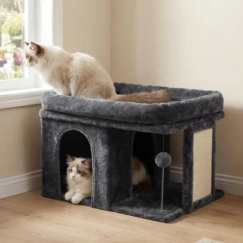 Miniatura 9 de Heybly Árbol para gatos, torre para gatos de 14 pulgadas con cama de percha grande y condominio para gatos de interior para adultos grandes, casa