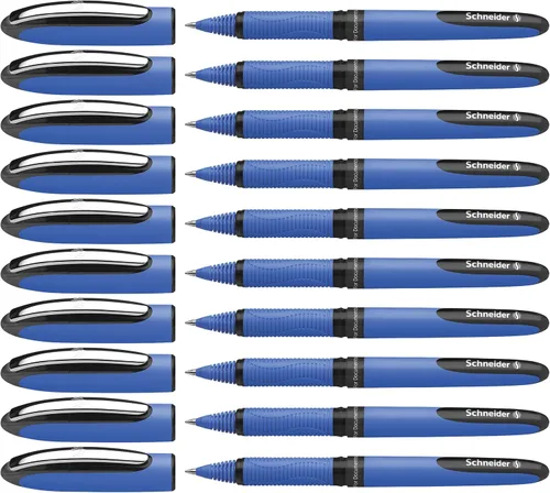 Schneider One Hybrid C Rollerball, punta cónica híbrida de 0.020 in, barril azul claro, tinta negra, caja de 10 bolígrafos (183201)