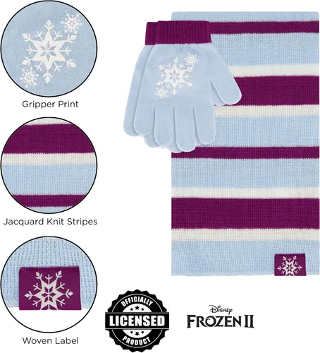 Miniatura 5 de Disney - Juego de gorro de invierno para niñas bufanda y guantes para niños pequeños 2-4 o Frozen Elsa Anna sombrero bufandas y guantes para niños