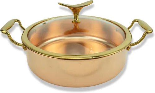 Miniatura 6 de Kkekos Juego de ollas y sartenes de cobre puro, utensilios de cocina de cobre martillado con wok (9.4 in)
