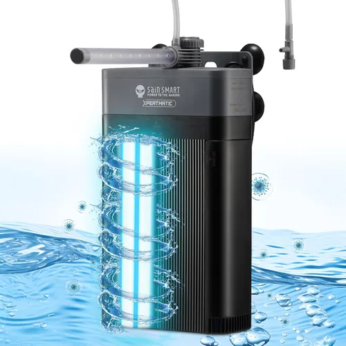 XpertMatic - Filtro de acuario de 220 GPH, luz limpia integrada de 9 W, potente bomba sumergible para tanque de 20 a 50 galones, filtro de tanque de