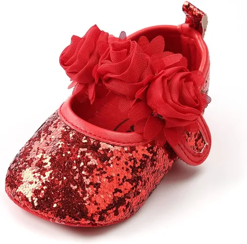 Miniatura 40 de RVROVIC Mocasines de princesa para bebé, zapatos brillantes de Mary Jane, zapatos de cuna de suela suave y ligera de primera calidad, zapatos