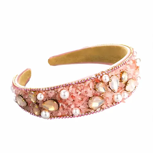 Miniatura 6 de Diademas turquesa para mujeres y niñas, banda ancha antideslizante para la cabeza, bandas para la cabeza con nudo superior, diadema de perlas de Azul
