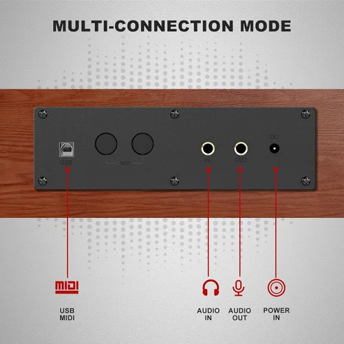Miniatura 5 de UMOMO Piano Digital de 88 Teclas Ponderadas con Banco de Piano para Dúo, Teclado de Piano para Principiantes de Tamaño Completo con Acción de Marrón