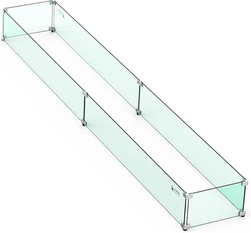 Miniatura 8 de Skyflame Protector de viento de vidrio para hoguera, 36" x 11.5" Parabrisas de vidrio templado que se ajusta a sartenes quemadoras de hoguera
