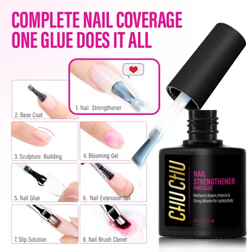 Miniatura 4 de CHUCHU Fortalecedor de uñas y reparación para mujeres: endurecedor extra fuerte blanco lechoso y tratamiento de crecimiento para pelar uñas finas