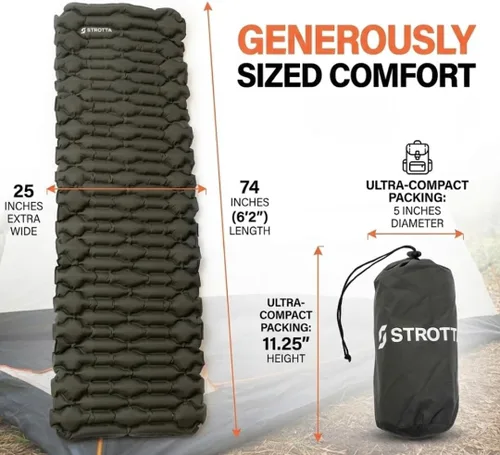 Miniatura 7 de ANGORA BRANDS Colchoneta inflable para acampar y mochilero Valor R-3, 2.1 pulgadas de grosor, 25 pulgadas de ancho Alfombrilla de dormir