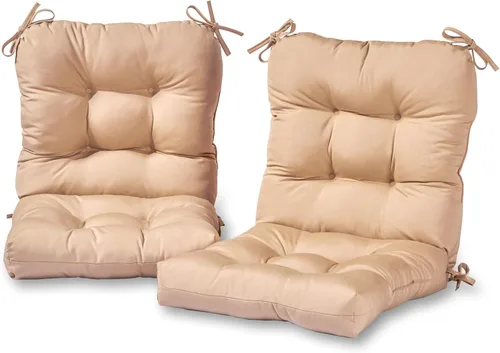 Miniatura 38 de Cojines para silla de exterior con bisagras, diseño de una sola pieza, cojín reversible para asiento y respaldo de patio con lazos, tela