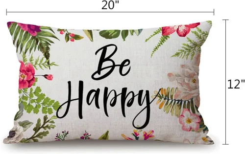 Miniatura 2 de Fundas de almohada de 12 x 20 pulgadas, decoración rústica de granja, sé feliz, fundas de almohada de algodón y lino, citas inspiracionales con Jcp20