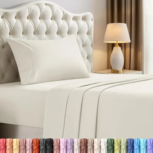 Miniatura 63 de Juego de sábanas King de Utopia Bedding – Juego de 4 sábanas para cama King, microfibra suave y transpirable, incluye 1 sábana bajera, 1 sábana Beige