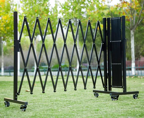 Miniatura 6 de Barricada retráctil de metal, rotación de 0 a 180 grados, barrera de seguridad expandible, 18 pies, puerta de entrada de valla ajustable portátil