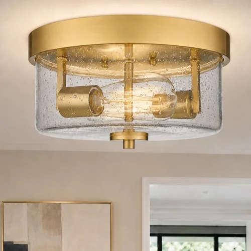 Miniatura 9 de Emak FM082-BN - Lámpara de techo de níquel cepillado de 2 luces, de 11 pulgadas, con pantalla de vidrio semillado para dormitorio, sala de estar