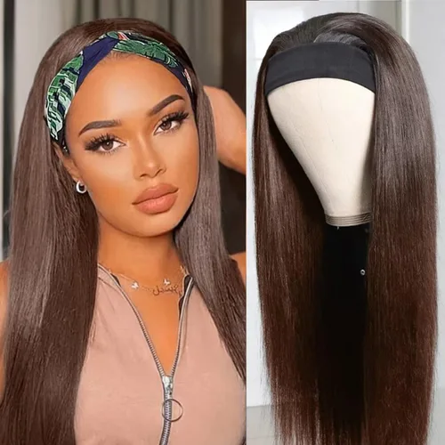 Miniatura 20 de Peluca de cabello humano con diadema para mujer, cabello corto y rizado, peluca de onda profunda, 12 pulgadas, color natural Peluca con diadema
