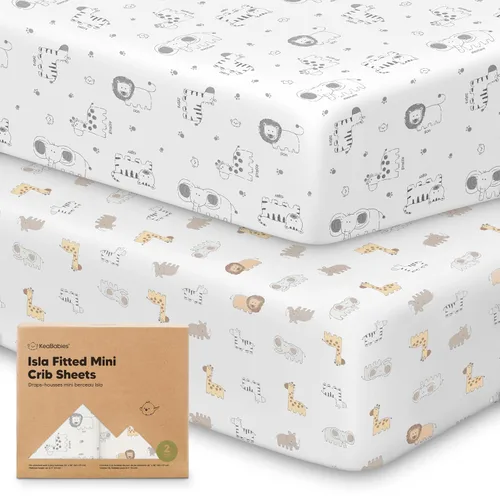 Miniatura 35 de Sábanas ajustadas para Pack and Play - Paquete de 2 sábanas mini para cuna para Pack N Play, colchón 38x26, ropa de cama suave y acogedora