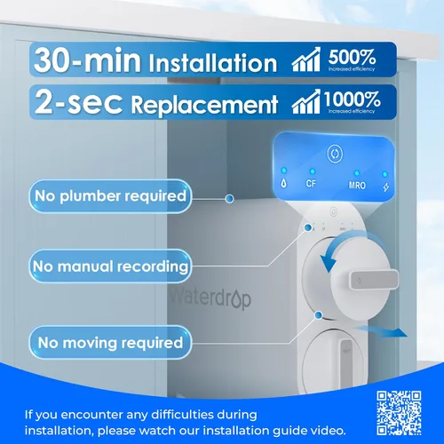 Miniatura 9 de Waterdrop G2 - Sistema de ósmosis inversa, sistema de filtro de agua Ro sin tanque de 7 etapas, sistema de filtración de agua debajo de la pileta