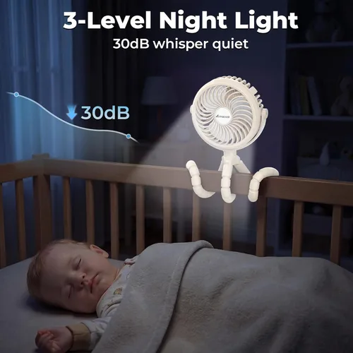Miniatura 6 de AMACOOL Ventilador de cochecito a pilas, esenciales de viaje para bebés para la playa, Disney, para recién nacidos, regalos de baby shower, búsqueda