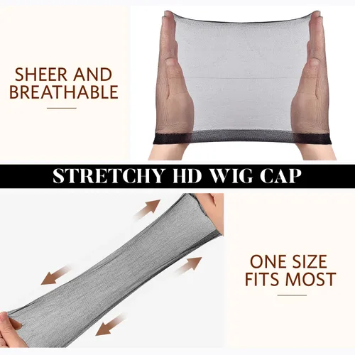 Miniatura 3 de MORGLES 20 gorras de peluca negras HD para hombres y mujeres, gorras de peluca de nailon elástico para encaje frontal