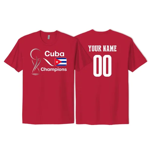 Cuba National Soccer Team T-shirt with football flag design print for male and female adults and kids customizable with number and name