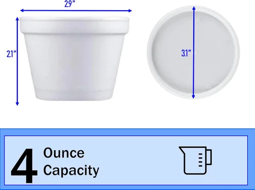 Miniatura 2 de Mr Miracle Taza de espuma de 4 onzas con tapa con ventilación en blanco. Para alimentos fríos y calientes. Para helado, yogur, sopa, comida