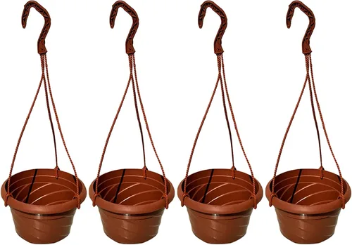 Miniatura 9 de 4 macetas colgantes de plástico, 5.9 pulgadas de diámetro x 3.54 pulgadas de alto, macetas pequeñas para plantas de flores, soporte de cadena