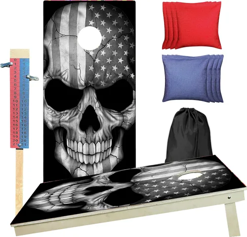 Miniatura 14 de BackYardGamesUSA Juego de tablas de cornhole de madera prémium hechas a mano – Serie Calavera – Hecho a mano en Estados Unidos, tamaño reglamentario