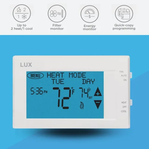 Miniatura 2 de Lux LTX9600TS - Termostato digital programable de 7 días para uso doméstico; 2 calor, 1 frío