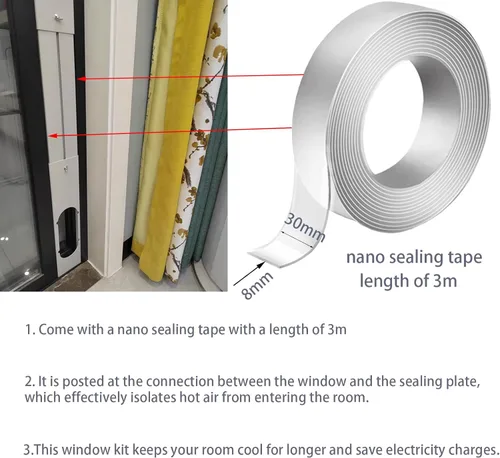 Miniatura 5 de Kit portátil de ventana de aire acondicionado con manguera de escape de 5.9", sello de ventana ajustable universal para unidad de CA..