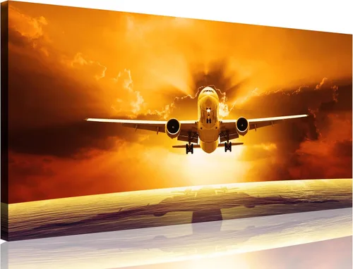 Miniatura 11 de TutuBeer 3 Panels Airplane Wall Art Airplane Posters for Walls Aircraft at Sunrise Plane Pictures for Living Room Bedroom Boys Room Home Decor