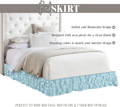Miniatura 4 de Elegant Comfort Leila Collection - Falda de cama con múltiples volantes, 1500 hilos por pulgada cuadrada, calidad egipcia, con volantes antipolvo