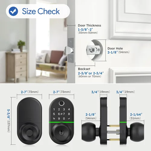 Miniatura 3 de Pomo de entrada sin llave para puerta delantera: cerradura digital NICE DIGI Keypad, cerradura biométrica con huella digital, fácil instalación