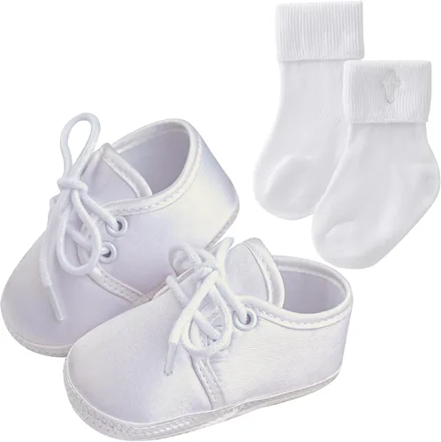 Booulfi Calcetines para bebé, botines blancos para recién nacidos, zapatos de bautizo, calcetines para bebé, bautizo, trajes de Pascua