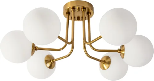 Miniatura 9 de Lámpara de techo moderna semiempotrada de 3 luces, pantalla de vidrio blanco globo, lámpara de techo semiempotrada, candelabros Sputnik