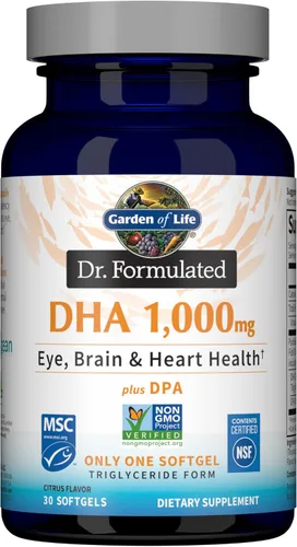 Miniatura 2 de Garden of Life Aceite de pescado DHA de 1000 mg + 30 mg de suplementos de zinc para la salud de los ojos, el cerebro, el corazón, el sistema