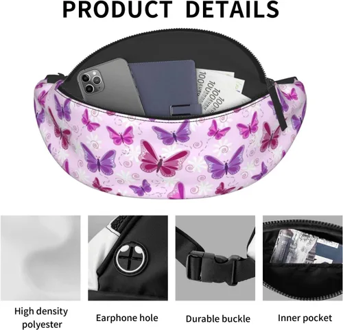 Miniatura 7 de Riñonera, bolsa de mensajero para deportes al aire libre y ocio, bolsa cruzada en el pecho para hombres y mujeres, rosado, púrpura