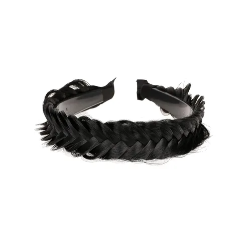 Miniatura 5 de Diadema trenzada de pelo sintético, aro de pelo clásico, grueso, ancho, trenzado, peluca de trenzas esponjosas, accesorio de belleza para mujeres