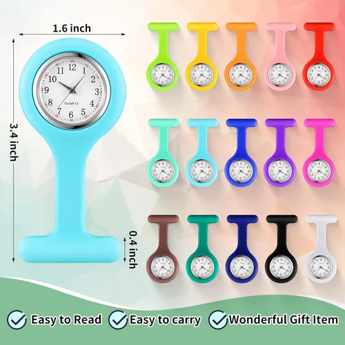 Miniatura 2 de Kenning Paquete de 15 relojes de enfermera con clip para mujeres y hombres, reloj de silicona con solapa de bolsillo, estetoscopio con segunda mano