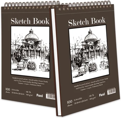 Miniatura 33 de Cuaderno de bocetos de 9 x 12 pulgadas, bloc de bocetos con espiral superior, paquete de 4 blocs de 100 hojas cada uno
