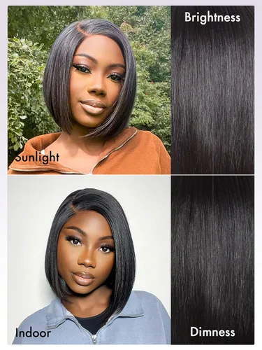 Miniatura 6 de LUVME HAIR - Peluca de cabello humano estilo Bob, de 8 pulgadas, precortada, sin pegamento, con cierre de encaje HD, predepilada, cabello humano