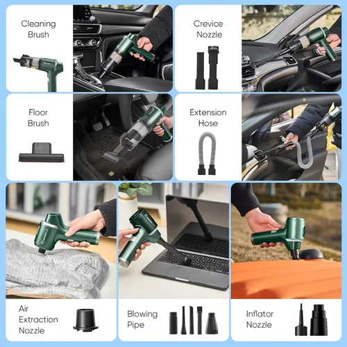 Miniatura 4 de SakerPlus Aspiradora de Mano para Coche Inalámbrica, 20000PA Aspiradora de Mano Portátil de Alta Potencia & Soplador de Polvo para Coche Hogar, Mini