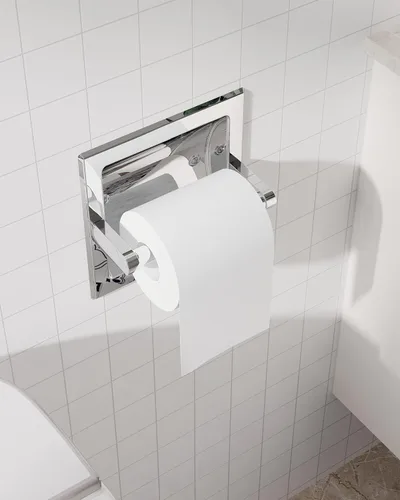 Miniatura 4 de Soporte para papel higiénico empotrado de cromo pulido, soporte de papel higiénico para montaje en pared de baño con pivote empotrado incluye cromado