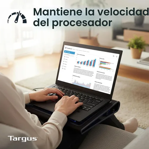 Miniatura 6 de Targus Alfombrilla de Enfriamiento para Regazo con Doble Ventilador de 17 Pulgadas - Almohadilla de Enfriamiento de Neopreno Suave para Laptop