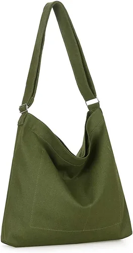 Miniatura 99 de Covelin - Bolsa de hombro informal de lona para mujer, estilo bohemio y retro, bolsa de mano, bolso cruzado, tamaño grande