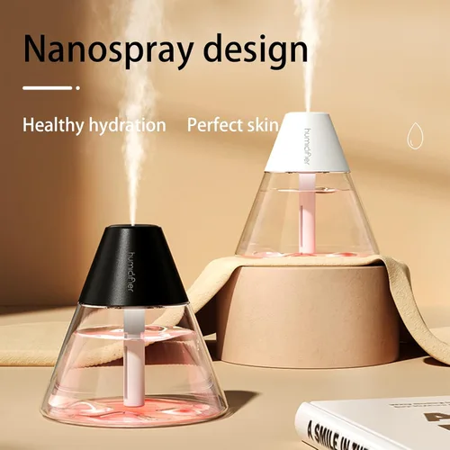 Miniatura 9 de INVODA Mini humidificadores, 8.8 fl oz USB Personal Cool Mist Humidificador lindo volcanes de escritorio humidificador de aire silencioso Luz