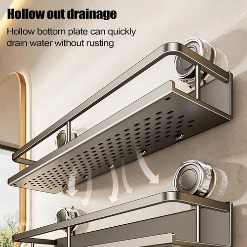 Miniatura 5 de Estante de ducha con ventosa, estante de almacenamiento de pared sin perforaciones, organizador de baño que ahorra espacio, soporte de esquina