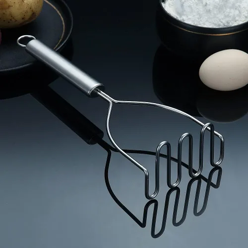 Miniatura 3 de Triturador de patatas, acero inoxidable resistente de metal con pulido de espejo, utensilio de triturador de alimentos, machacador de mano, puré