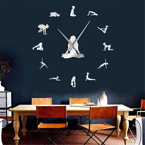 Miniatura 4 de The Geeky Days Yoga Poses DIY Reloj de pared gigante Encuentra tu equilibrio Arte de pared de meditación Decoración del hogar Reloj de pared grande