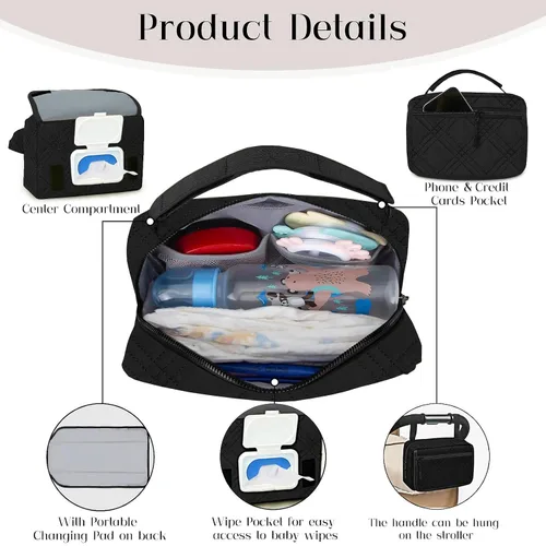 Miniatura 3 de Bolsa de pañales pequeña con cambiador portátil, mini riñonera cruzada para pañales con bolsillo para toallitas, bolsa de cintura para mujer
