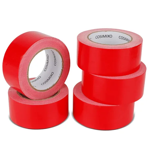 COSIMIXO Paquete de 5 cintas adhesivas rojas resistentes, 2 pulgadas x 30 yardas, fuerte, flexible, sin residuos, para todo tipo de clima y desgarro